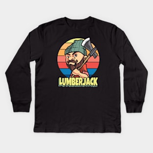 Lumberjack Cartoon vintage Design Kids Long Sleeve T-Shirt